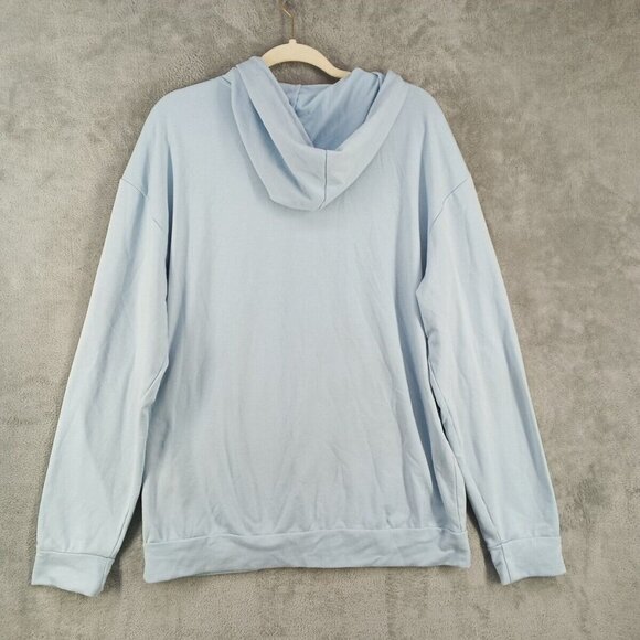 SHEIN Hoodie Size LARGE(12-14) "NOWHERE" Print Light Blue Knit Casual Pullover - Picture 9 of 12